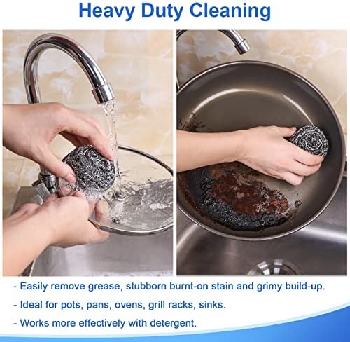 12 Pack Premium Stainless Steel Scrubbers - Heavy Duty Cleaning Tools