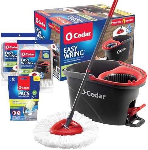O-Cedar EasyWring Mop Bucket Set with 2 Replacements