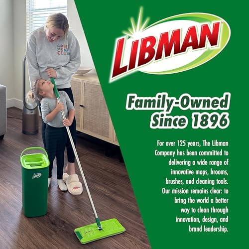 Libman Rinse n Wring Mop and Bucket Set 2 Microfiber Pads Green