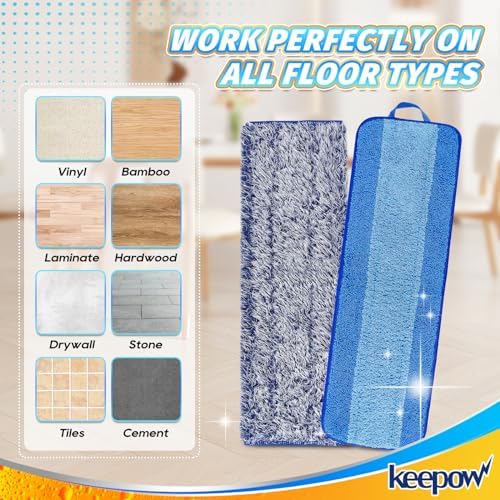 KEEPOW 18 Inch Microfiber Mop Pad 4 Pack 1