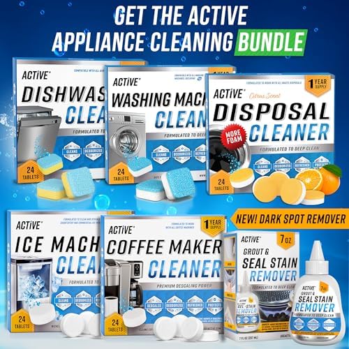 ACTIVE Dishwasher Cleaner Tablets 24 Pack - Deep Descaling Odor Eliminating