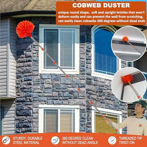 Tonmp 20 Foot High Reach Duster Kit with 3-14ft Extension Pole