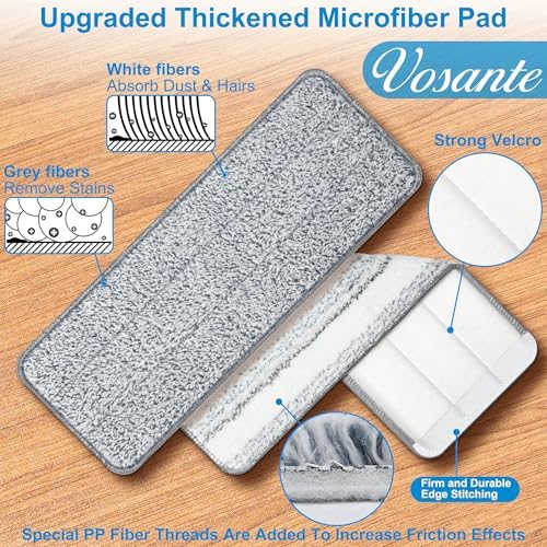 Vosante 4pcs Microfiber Mop Pads for Joymoop and Bucket Set