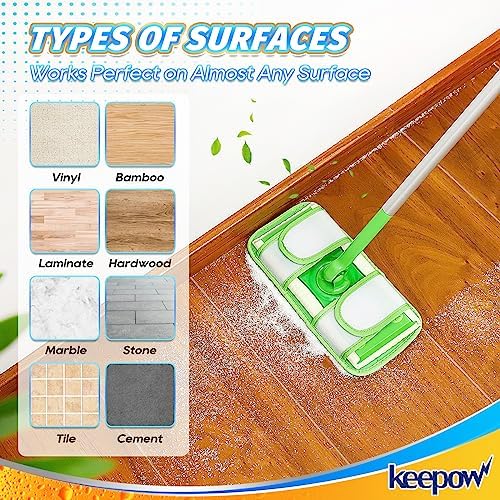 KEEPOW Reusable Pads for Swiffer Sweeper - 5 Pack 12 Mop Refills