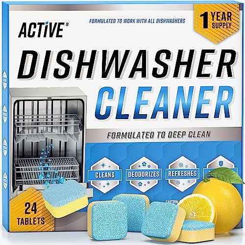 ACTIVE Dishwasher Cleaner Tablets 24 Pack - Deep Descaling Odor Eliminating